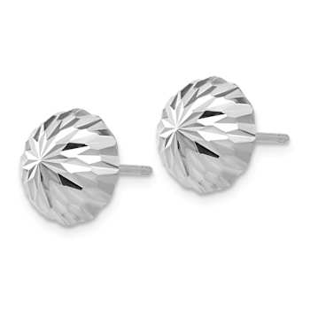 Rhodium Over 14k White Gold Polished and Diamond-Cut 9.5mm Half Ball
Stud Earrings
