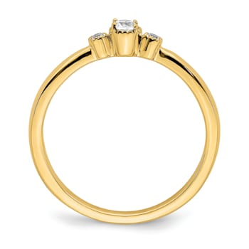 14K Yellow Gold Petite Beaded Edge Round Diamond Ring 0.1ctw
