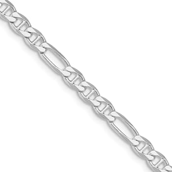 Rhodium Over Sterling Silver 3.75mm Figaro Anchor Chain Necklace