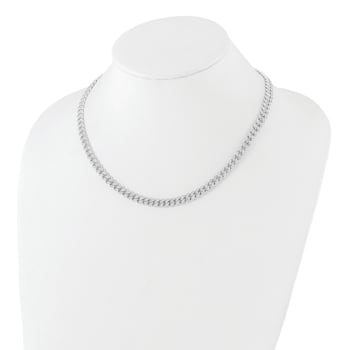 Rhodium Over Sterling Silver Micro Pave Cubic Zirconia 6mm Curb Link 18
Inch Necklace
