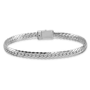 Rhodium Over Sterling Silver Polished 5.85mm Link Bracelet