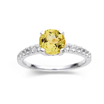 Yellow Lab Created Sapphire with White Topaz Accents Rhodium Over
Sterling Silver Solitaire Ring