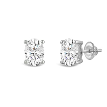 White Cubic Zirconia 14k White Gold Studs With Velvet Gift Box 2.00ctw