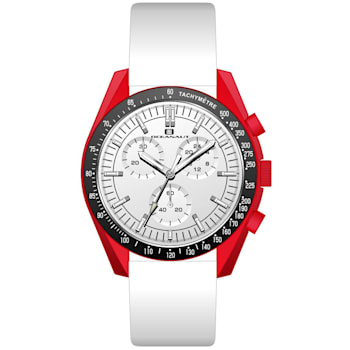Oceanaut Men's Orbit White Dial, Gunmetal Bezel, White Leather Strap Watch