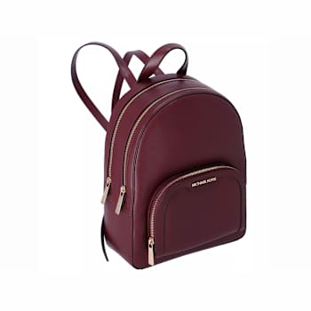 Michael Kors Jaycee Medium Leather Zip Pocket Backpack in Oxblood