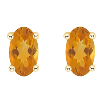 5x3mm Oval Citrine 14k Yellow Gold Stud Earrings