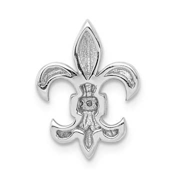 Rhodium Over 14k White Gold Diamond Fleur-de-Lis Chain Slide Pendant