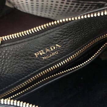 Prada Black Vitello Phenix Leather Web Stripe Strap Crossbody