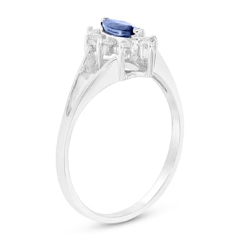 0.40ctw Sapphire and Diamond Ring in 14k White Gold
