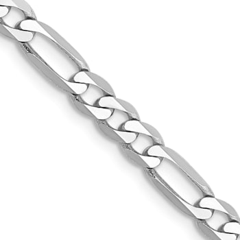 14K White Gold 4mm Flat Figaro Chain Necklace