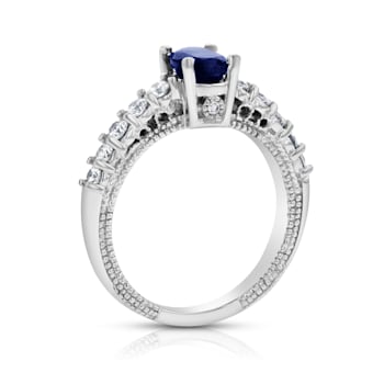 1.31ctw Sapphire and Diamond Ring in 14k White Gold