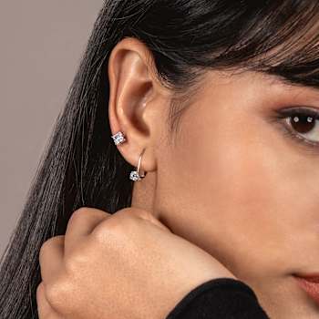 White Cubic Zirconia 14k White Gold Earrings With Velvet Gift Box 0.50ctw
