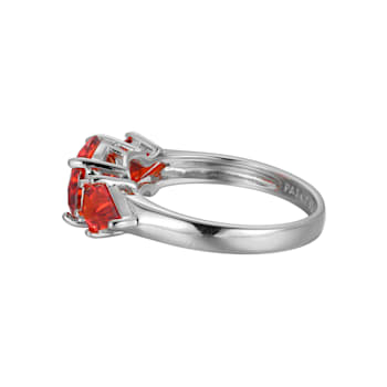Red Cubic Zirconia Platinum Over Sterling Silver January Birthstone Ring 5.53ctw