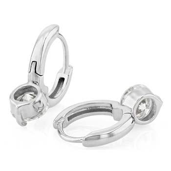 Moissanite Solitaire Stud Huggie Hoop Earrings In Platinum-Enhanced
Sterling Silver