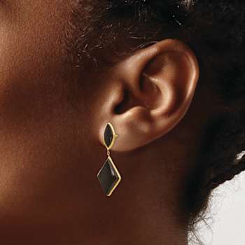 14k Yellow Gold Onyx Dangle Earrings