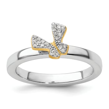 14K Yellow Gold Over Sterling Silver Stackable Expressions Butterfly
Diamond Ring 0.066ctw