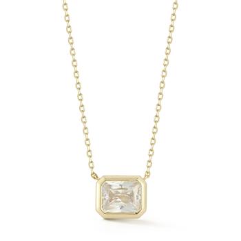 Rachel Zoe Rectangle CZ Solitaire Pendant Necklace in 14K Gold Over
Sterling Silver