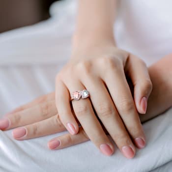 1.95ctw Morganite, Aquamarine And Diamond 10k Rose Gold Ring