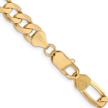 14K Yellow Gold 7.5mm Flat Figaro Chain Necklace