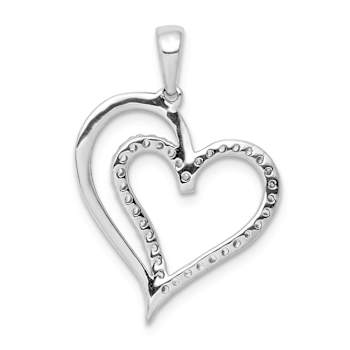 Rhodium Over 14k White Gold Diamond Heart Pendant