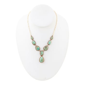 Barse Turquoise Roped Statement Y-Necklace In Bronze