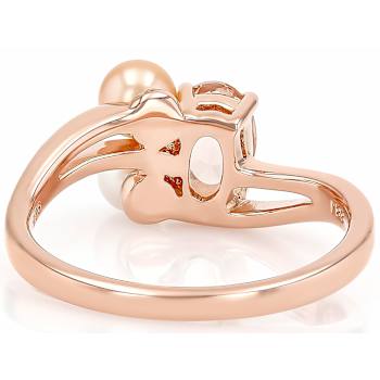 Morganite And Cultured Freshwater Pearl Ring In 18K Rose Gold Over
Sterling Silver 0.64ct