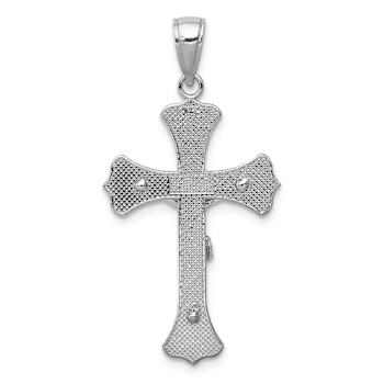 Rhodium Over 14k White Gold Textured Crucifix Pendant