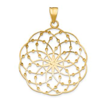 14K Two-tone Gold  Diamond-Cut Sphere Pendant