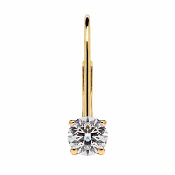 White Cubic Zirconia 14k Yellow Gold Earrings With Velvet Gift Box 0.50ctw