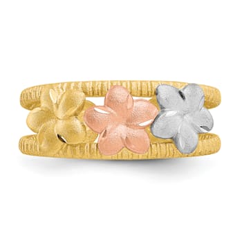 14K Tri-Color Plumeria Toe Ring