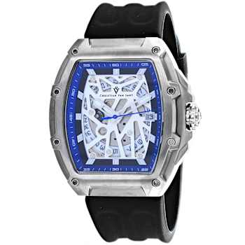 Christian Van Sant Odyssey 50mm Black Rubber Strap White Dial Automatic Watch