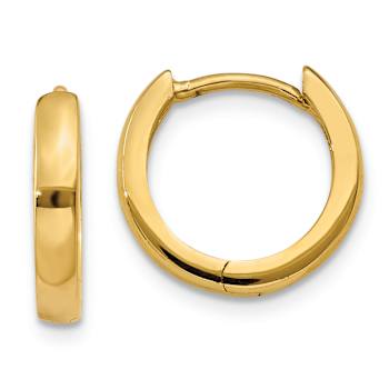 14k Yellow Gold 5/16" Round Hinged Hoop Earrings