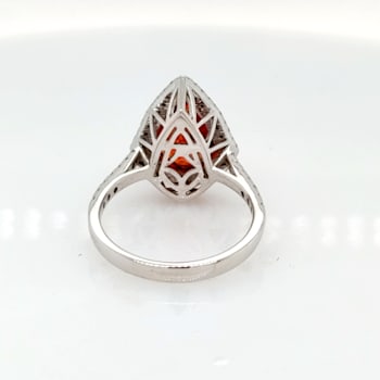 6.65 Cts Rhodochrosite and 0.45 Cts White Diamond Ring in 14K WG