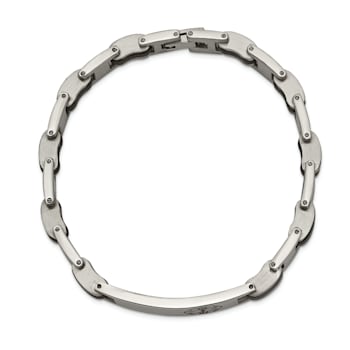 Stainless Steel Black Rubber Red Enamel 8-inch Medical Bracelet