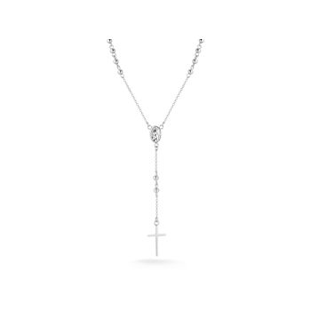 Sterling Statements Rhodium Over Sterling Silver Beaded Rosary Y Necklace