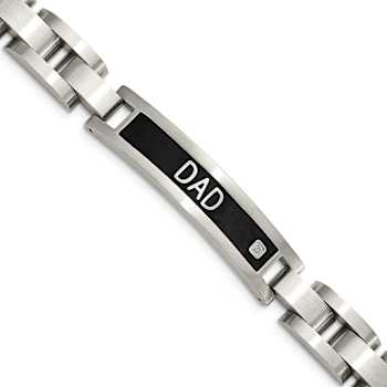 Stainless Steel Black Ion Plated DAD 8.75-inch Bracelet and 24-inch
Necklace Set
