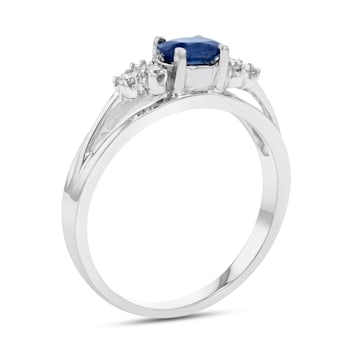 0.55ctw Sapphire and Diamond Band Ring in 14k White Gold