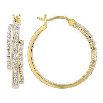 Triple Row Diamond Hoop Earrings
