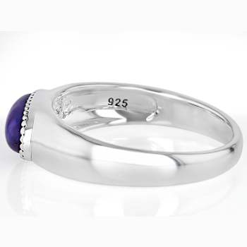 Purple Turquoise East-West Solitaire Ring In Oxidized Sterling Silver
