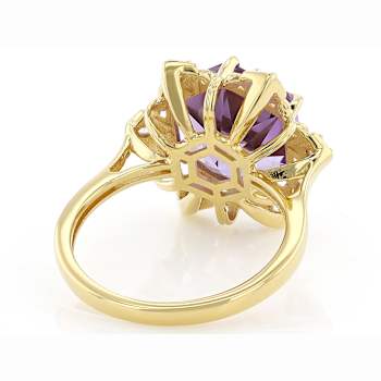 Amethyst Hexagon Star Cut And White Zircon Ring In 18K Gold Over
Sterling Silver 4.06ctw