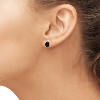 Black Sapphire 14K Gold Over Sterling Silver Earrings 1.15ctw