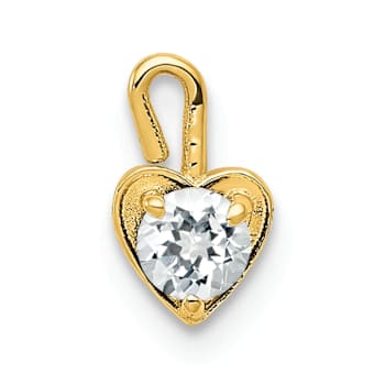 14K Yellow Gold Diamond Simulant Birthstone Heart Charm