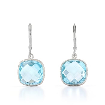 Sky Blue Topaz Rhodium Over Sterling Silver Earrings 12.00ctw