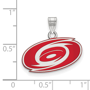 Rhodium Over Sterling Silver NHL LogoArt Carolina Hurricanes Enamel Pendant