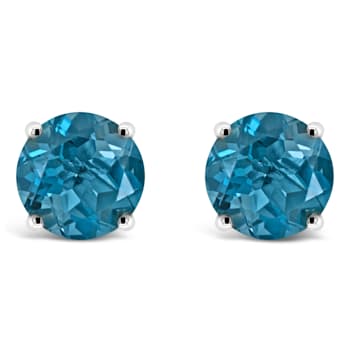 6mm Round London Blue Topaz Rhodium Over Sterling Silver Stud Earrings