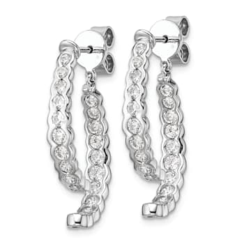 Rhodium Over 14K White Gold Lab Grown Diamond Front and Back Post Dangle Earrings
