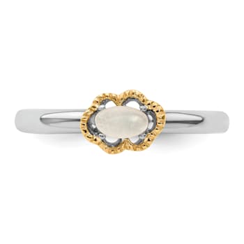 14K Yellow Gold Over Sterling Silver Stackable Expressions Moonstone
Polished Ring