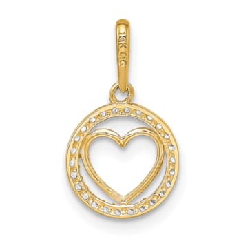 14K Yellow Gold Cubic Zirconia Heart Pendant