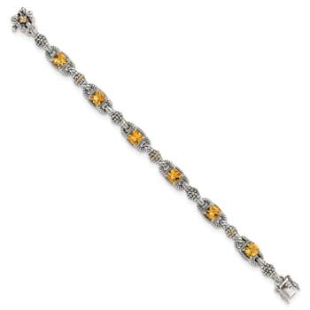 Sterling Silver with 14K Gold Over Sterling Silver Accent Oxidized
Citrine Bracelet