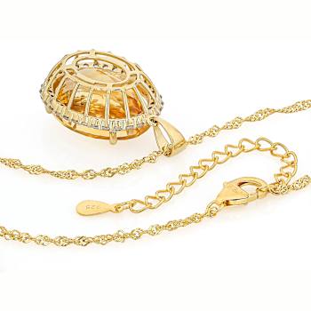 Golden Citrine And White Zircon Pendant Necklace In 18K Gold Over
Sterling Silver 14.30ctw
